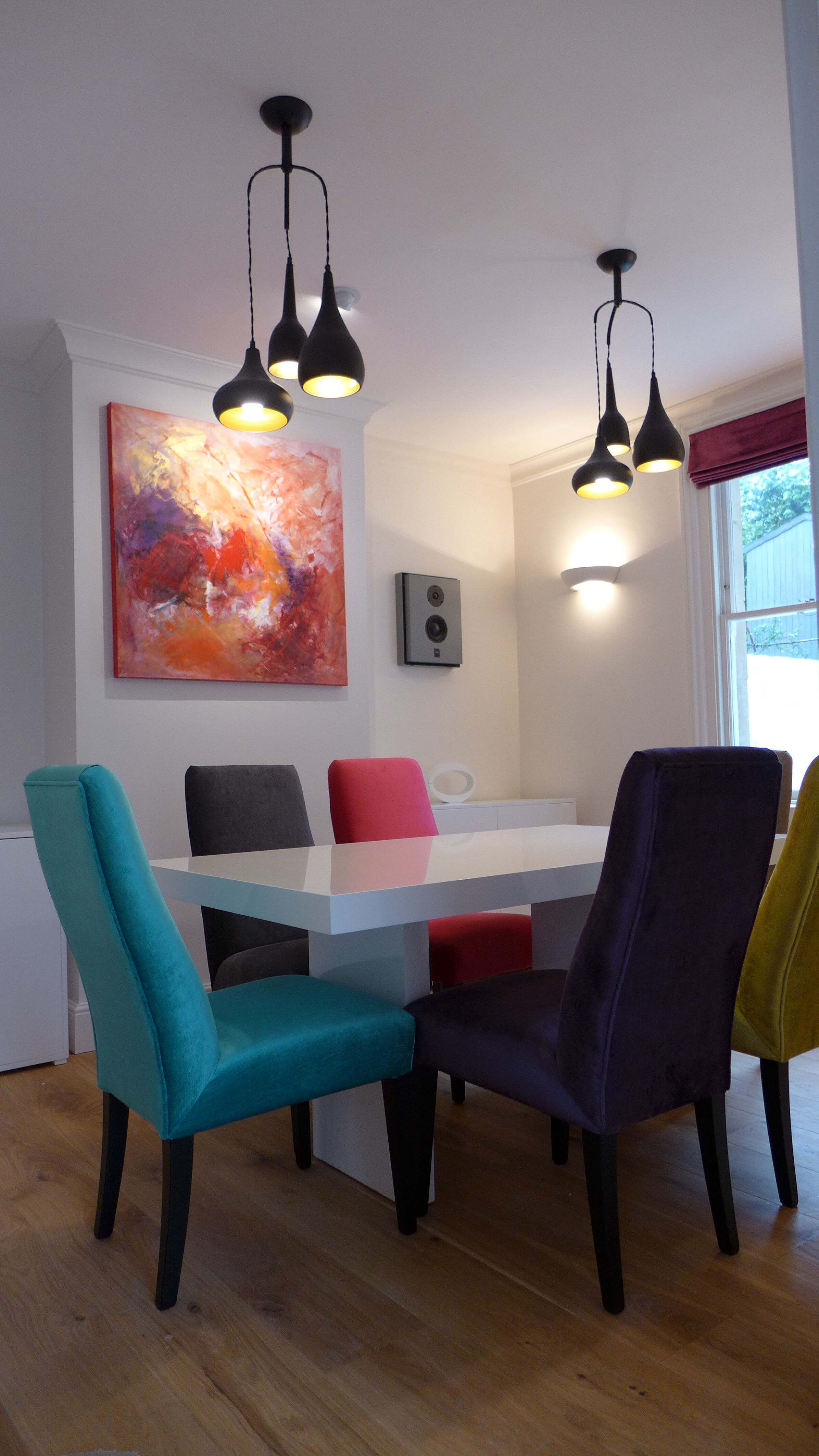 Colourful dining chairs