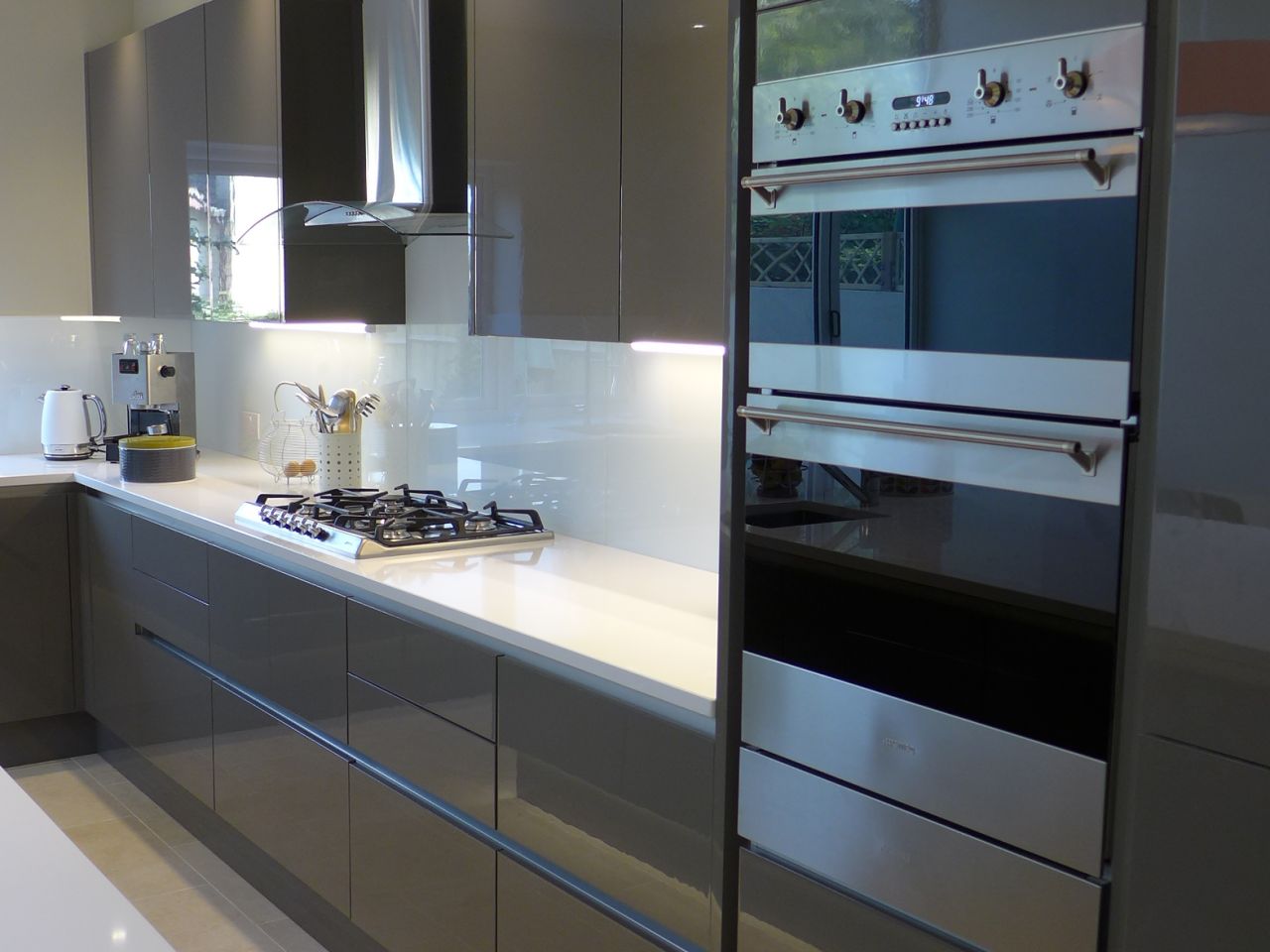 modern gloss grey kitchen
