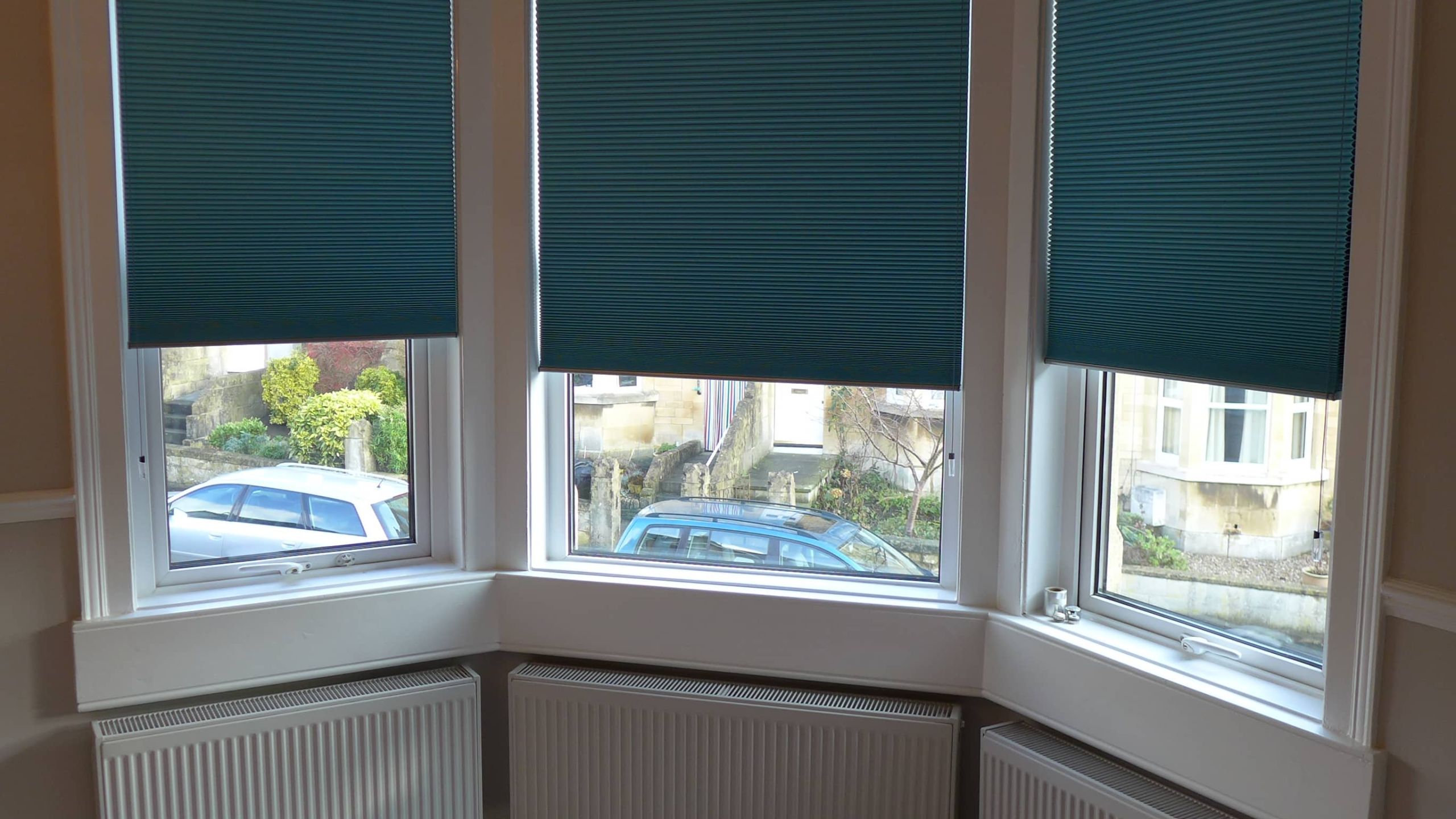 edwardian bay with pleated blinds