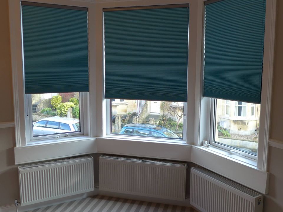 edwardian bay with pleated blinds