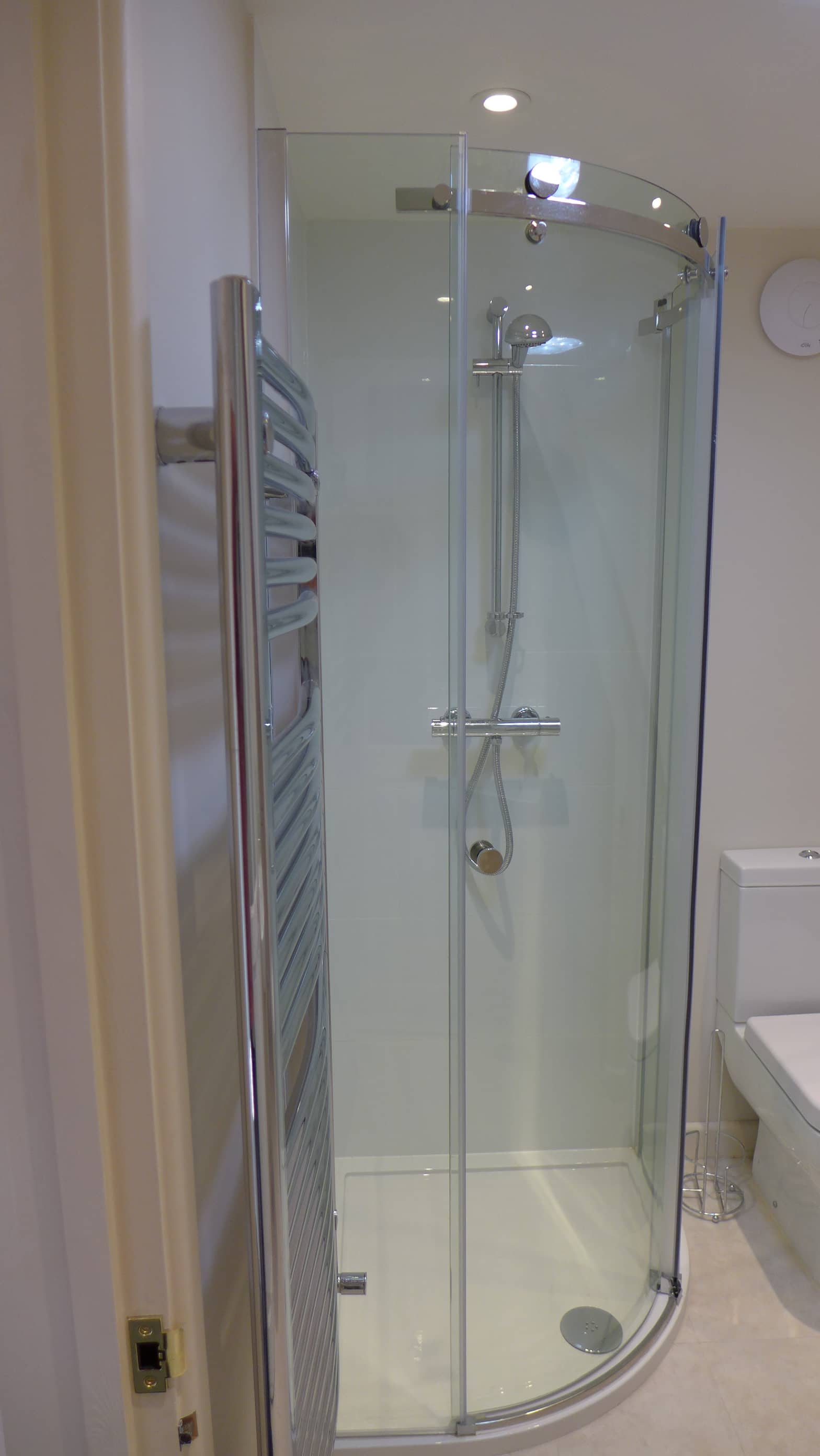 quadrant shower enclosure in attic