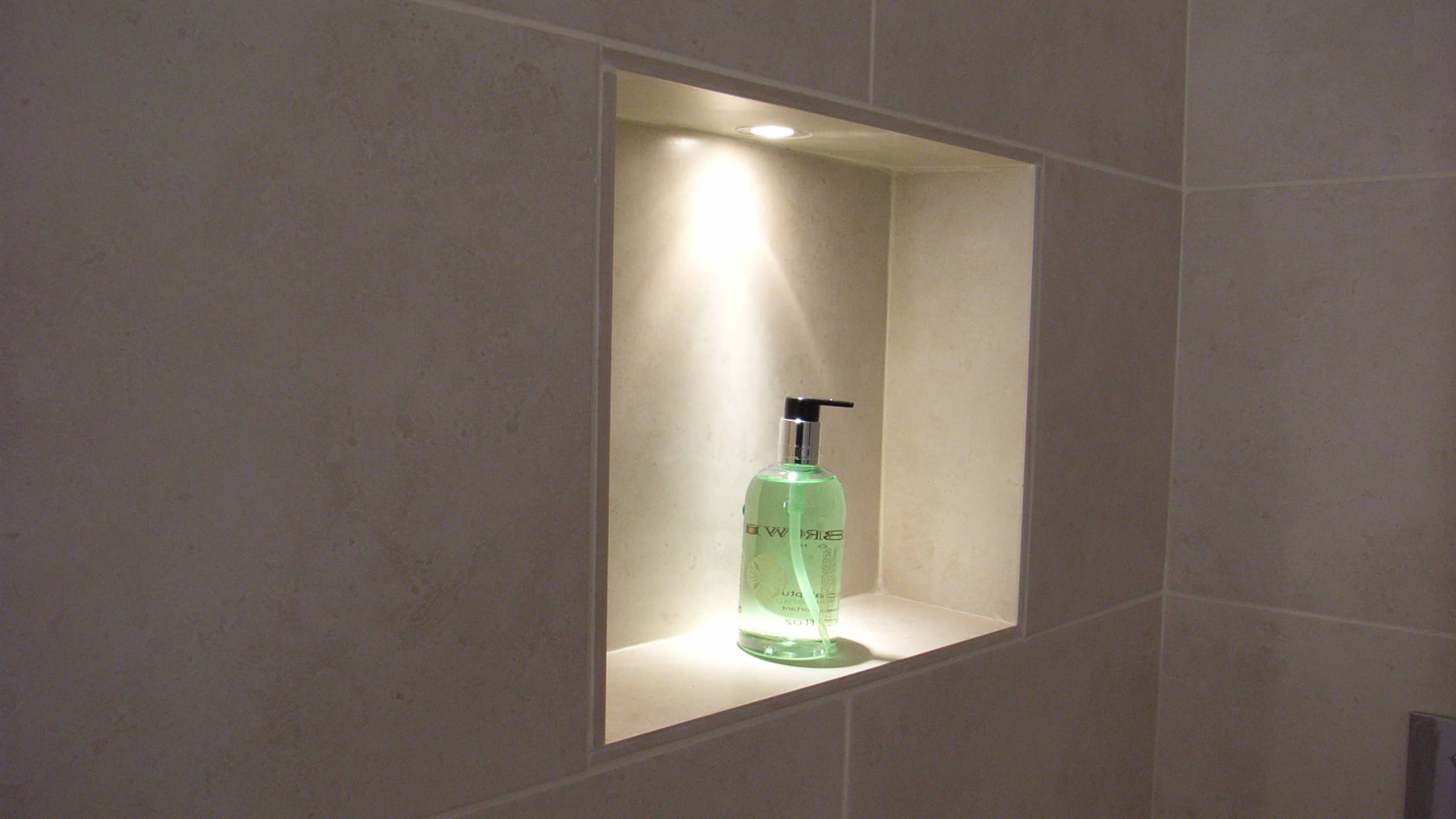 shower niche with light