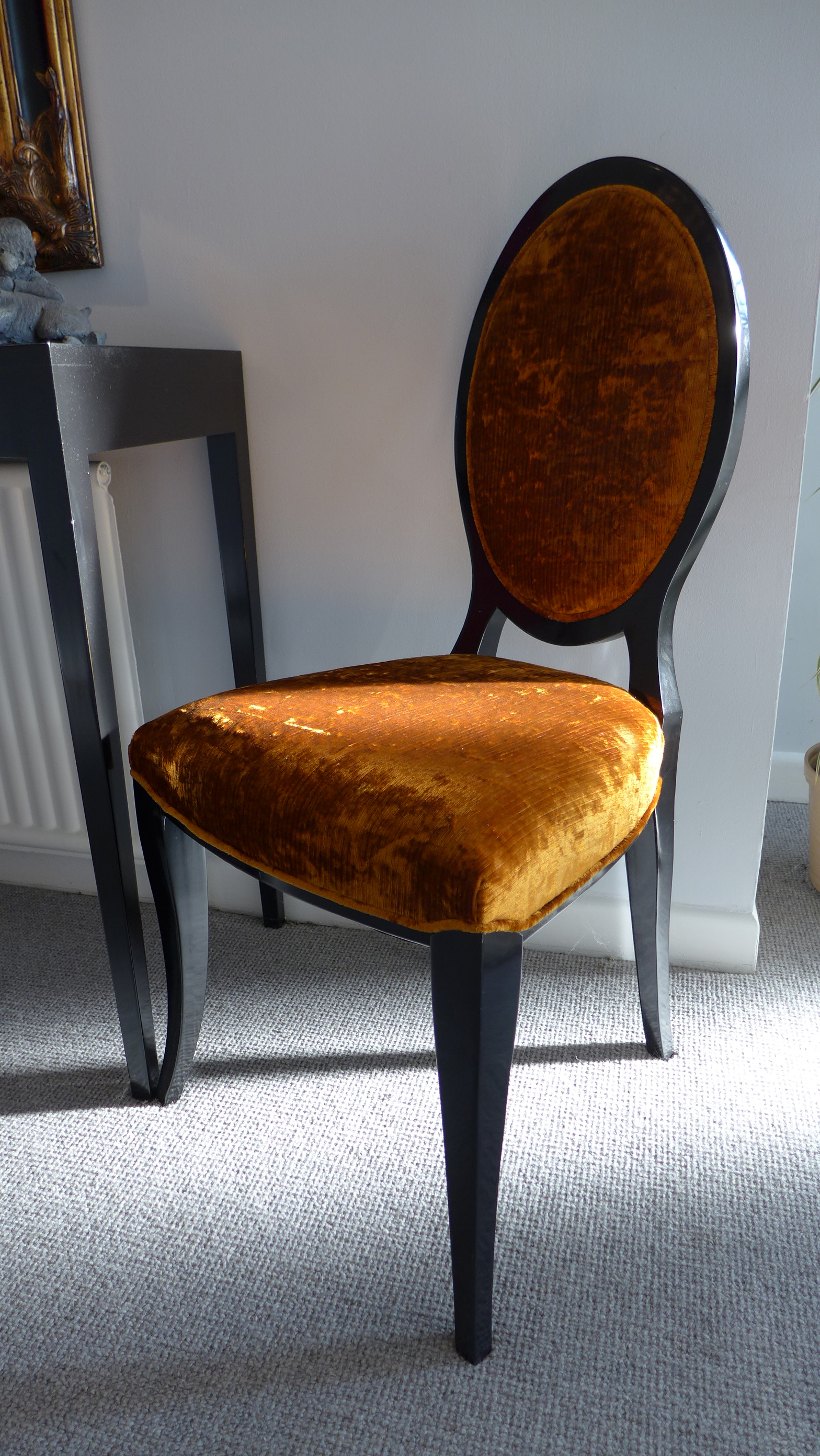 copper velvet on chair