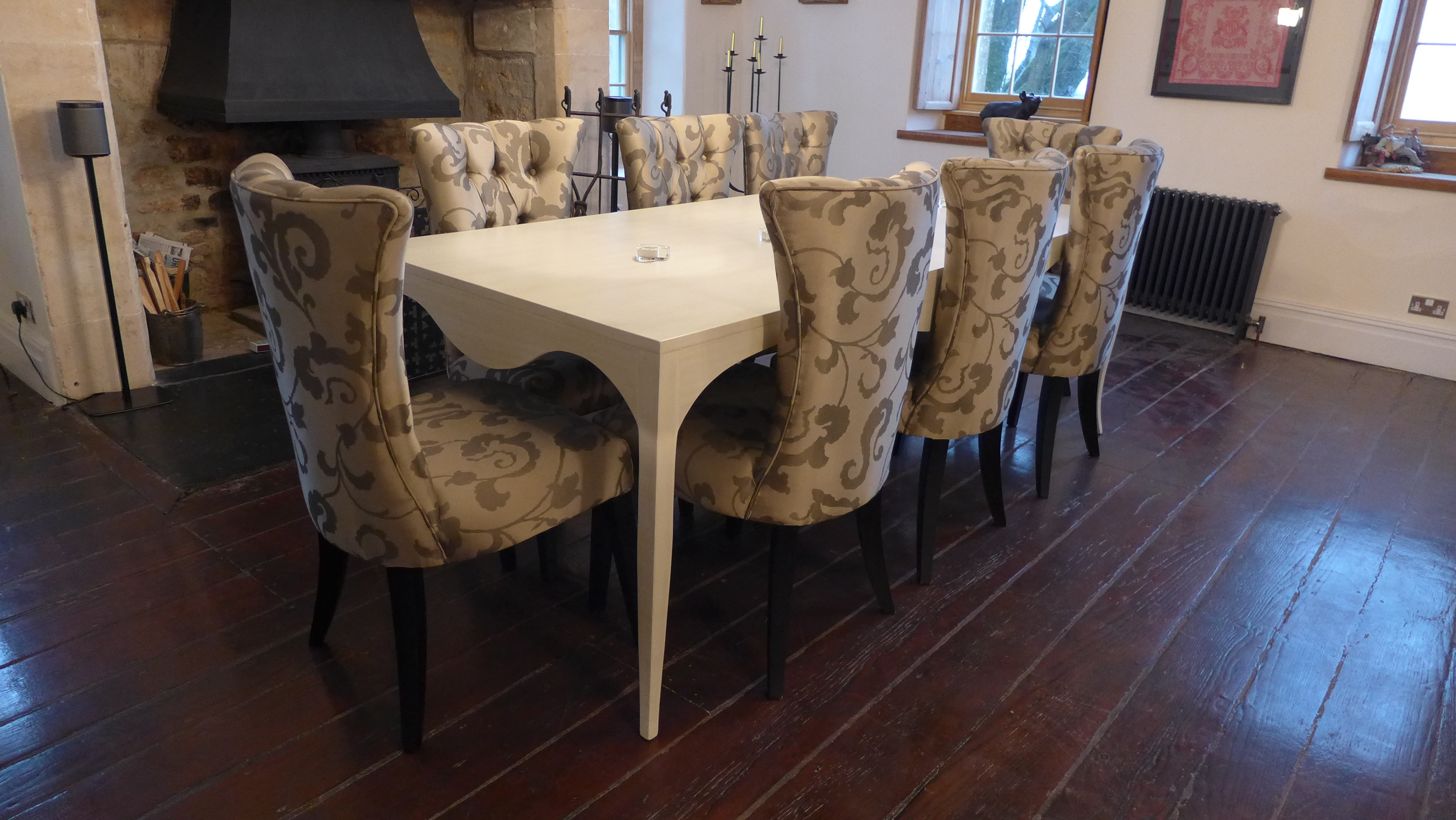 traditional dining table and chairs