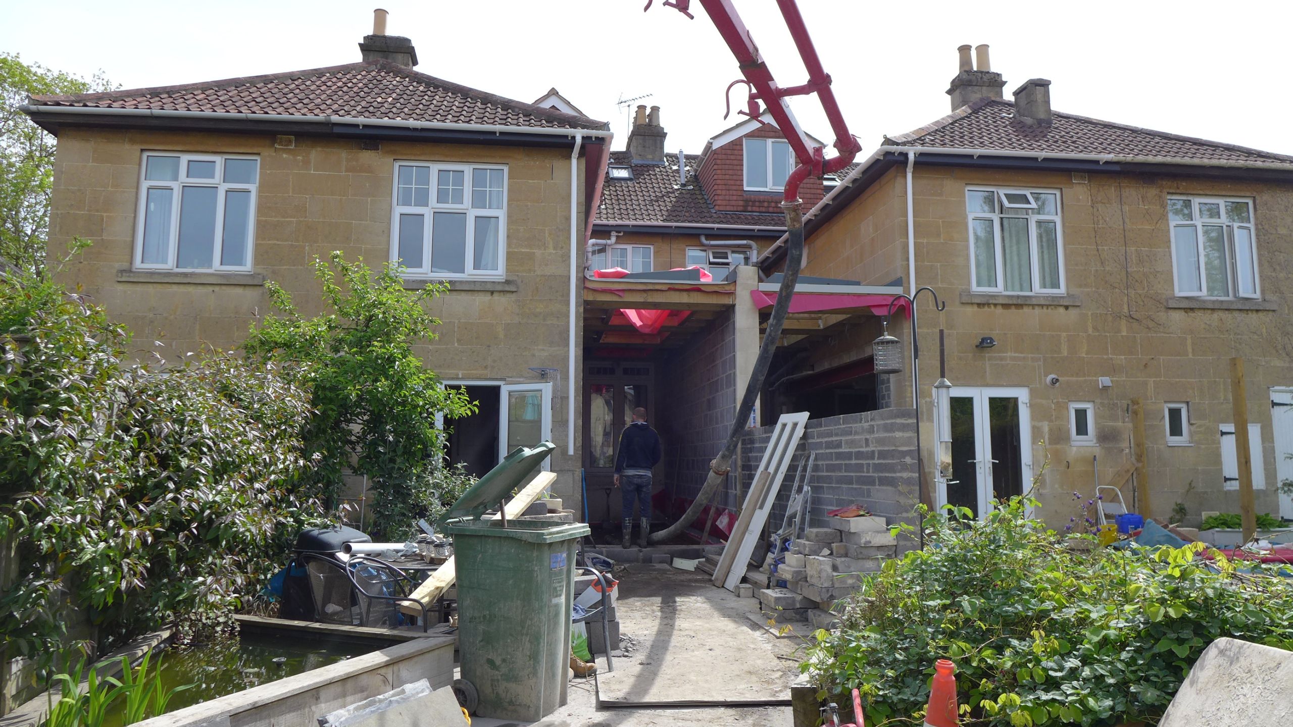 concrete pumped to create new floor slab