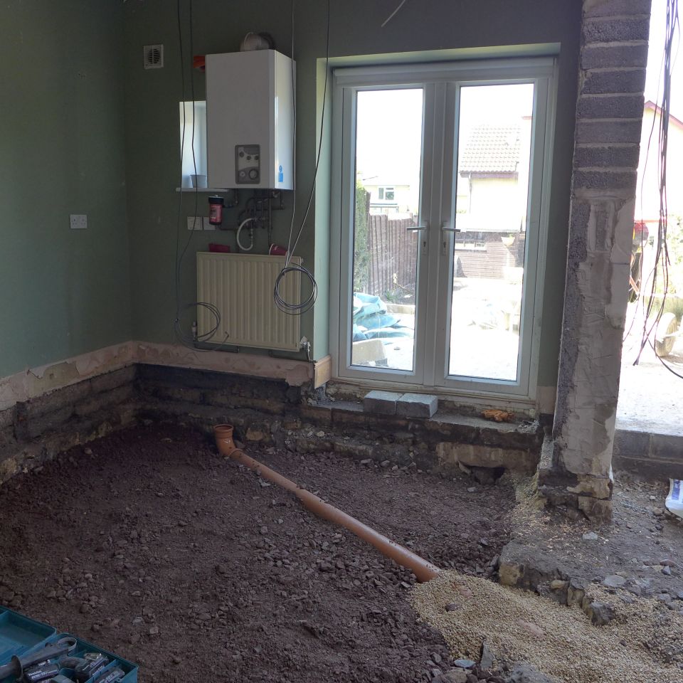 new drainage to utility room
