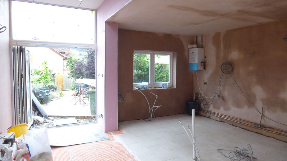 plastered walls drying out.