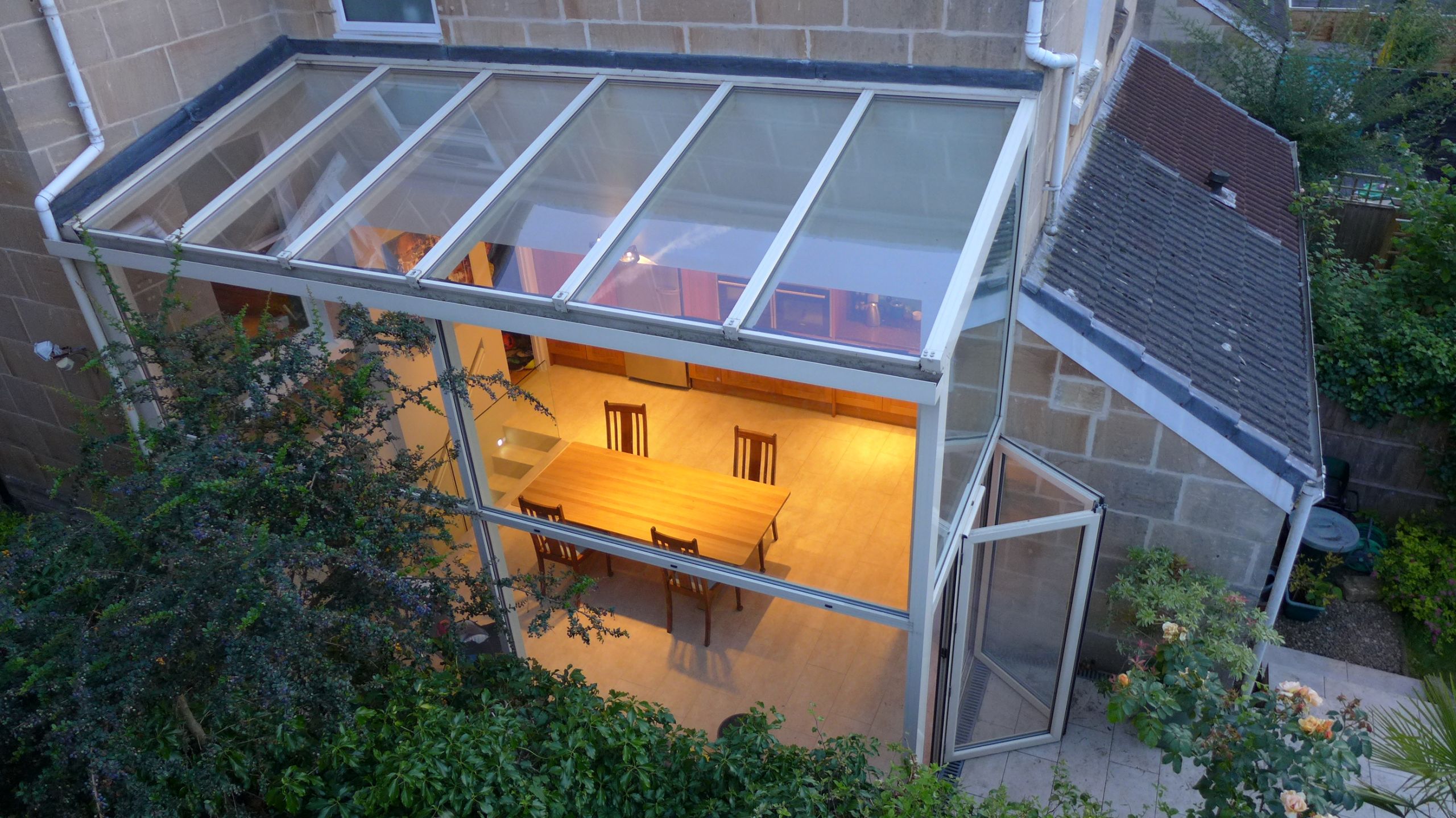 glass end of terrace extension with bifold doors