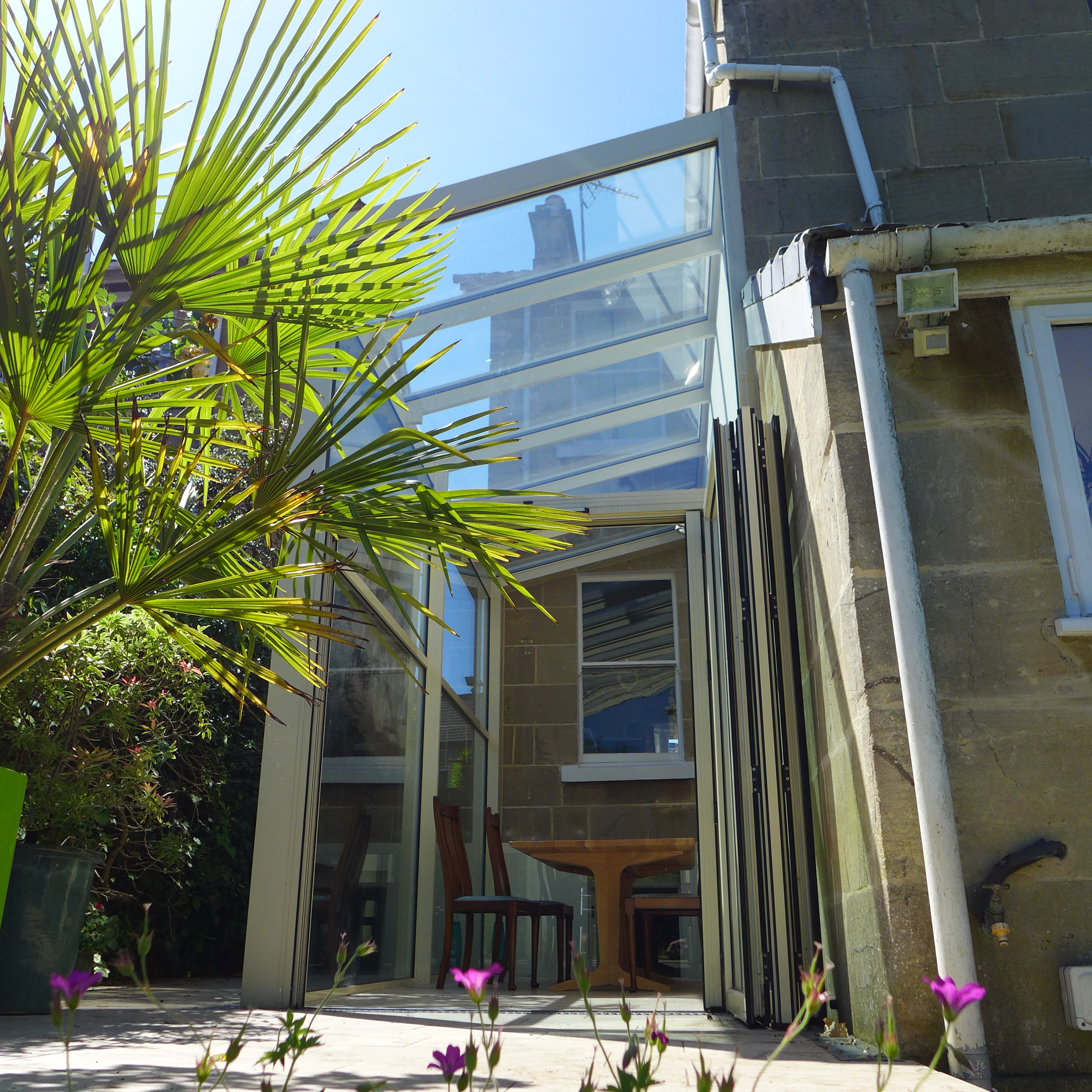 glass lean to extension