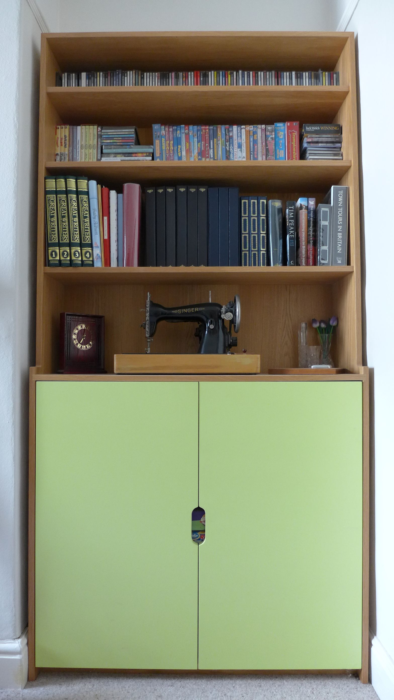 bespoke dresser in oak veneer and lime green eggshell