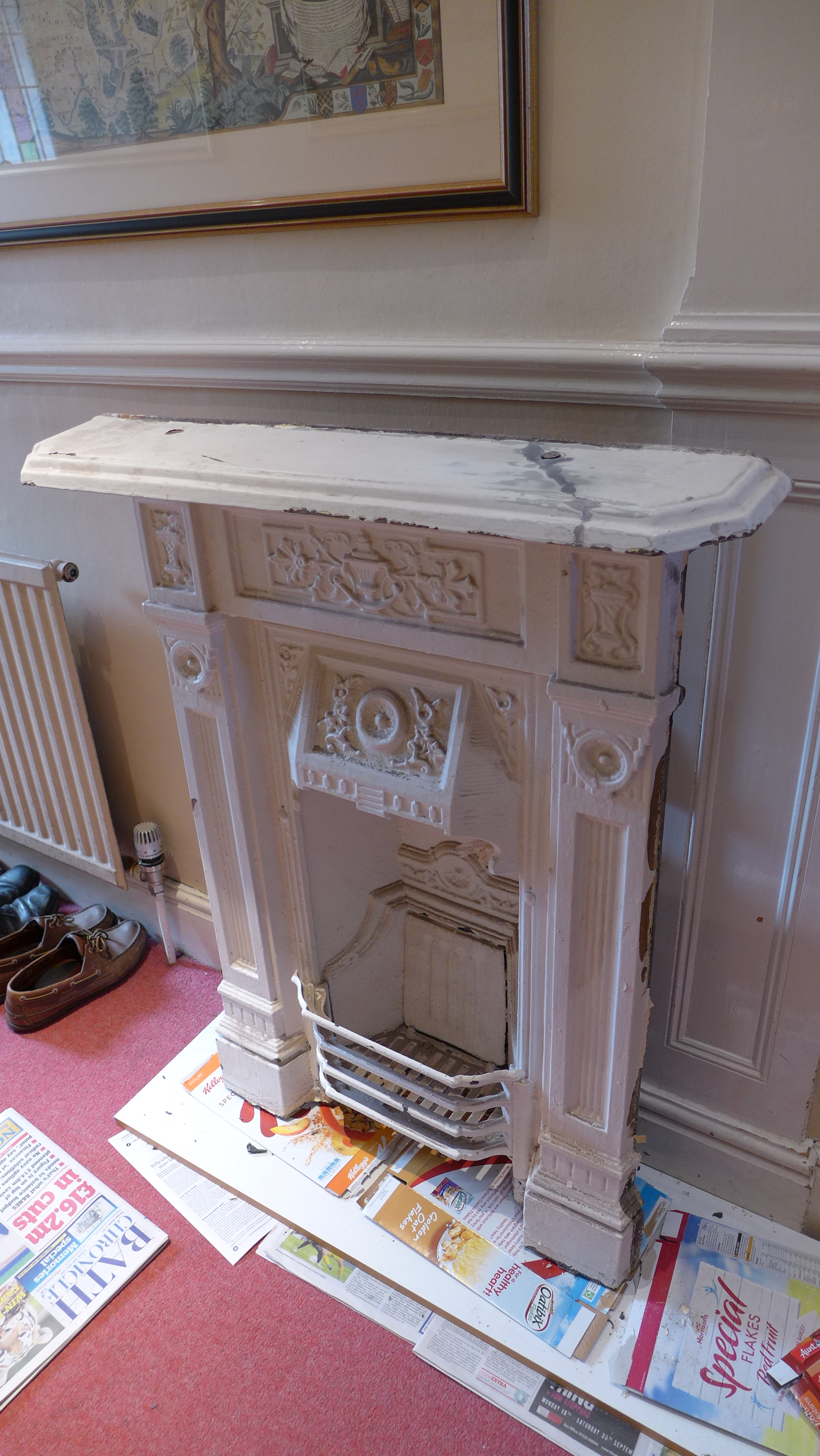 Repaired combination fireplace