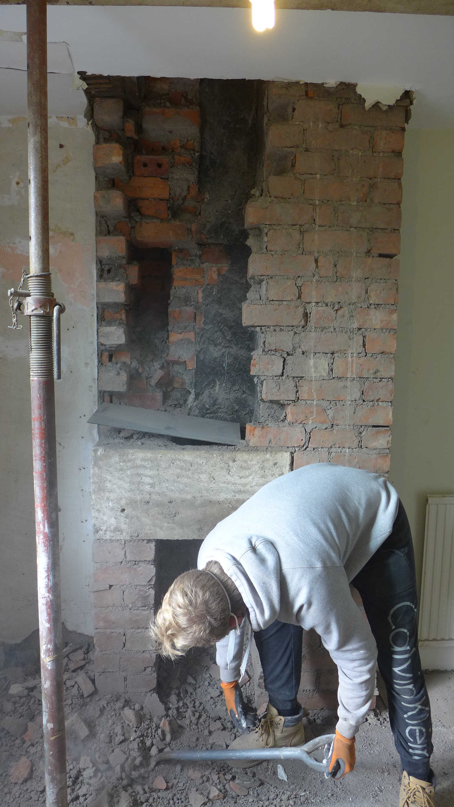 chimney breast being dismantled