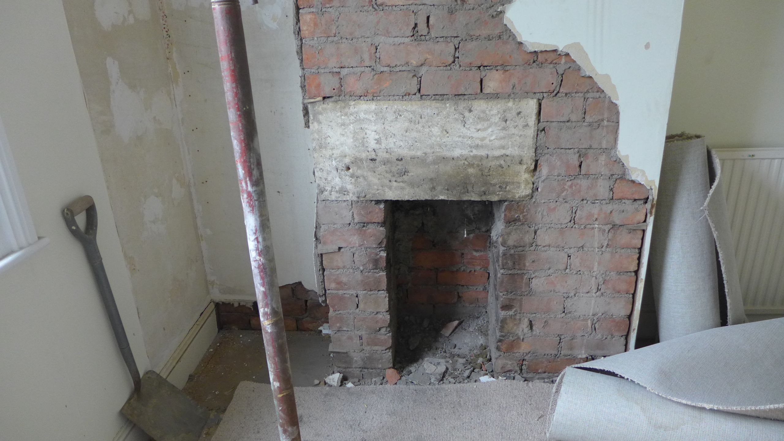 chimney breast exposed
