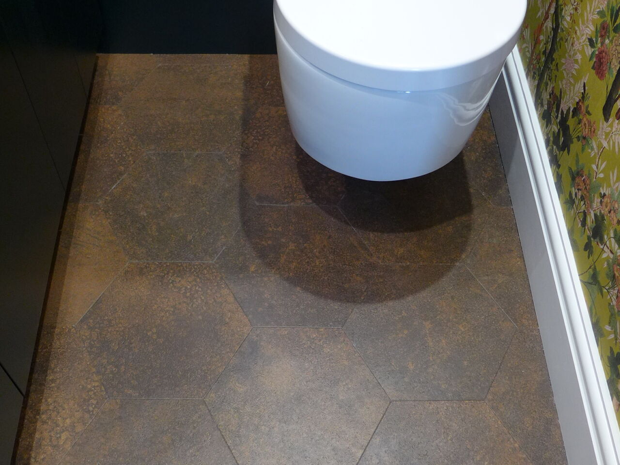 hexagonal bronze vinyl tiles