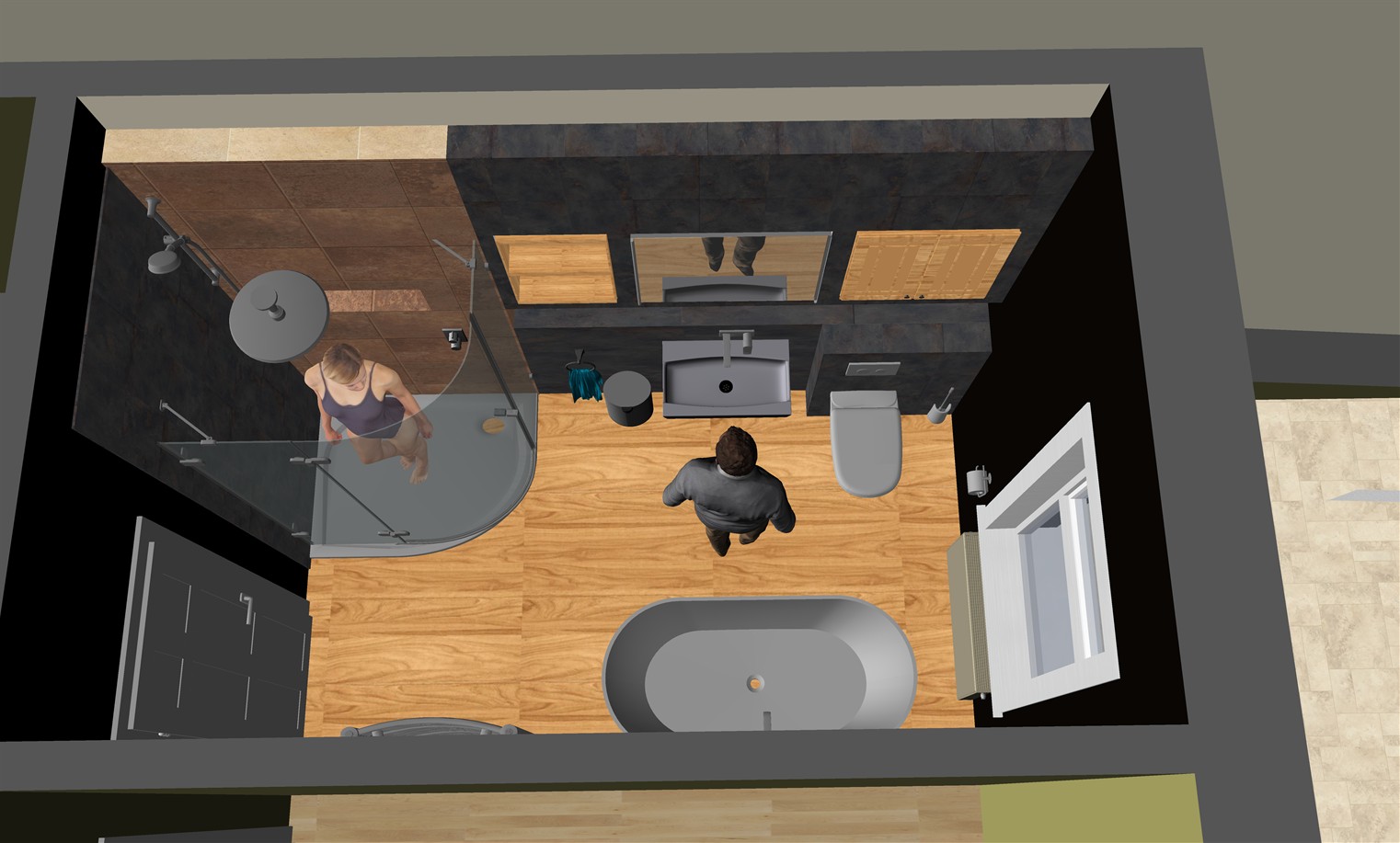 Bathroom tiled 3D visual